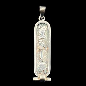 Egyptian Cartouche Hieroglyphs Sterling Silver pendant for necklace vintage